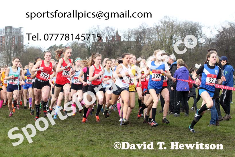 Junior girls, 2020 New Balance English Schools Champs., Sefton Park, Liverpool. Photo: David T. Hewitson/Sports for All Pics